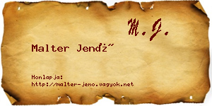 Malter Jenő névjegykártya